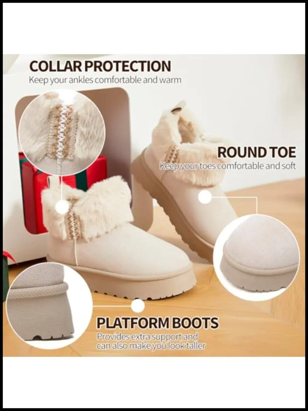 Womens Winter Boots Fur Snow Boots Ankle Booties Fuzzy Warm Platform Short